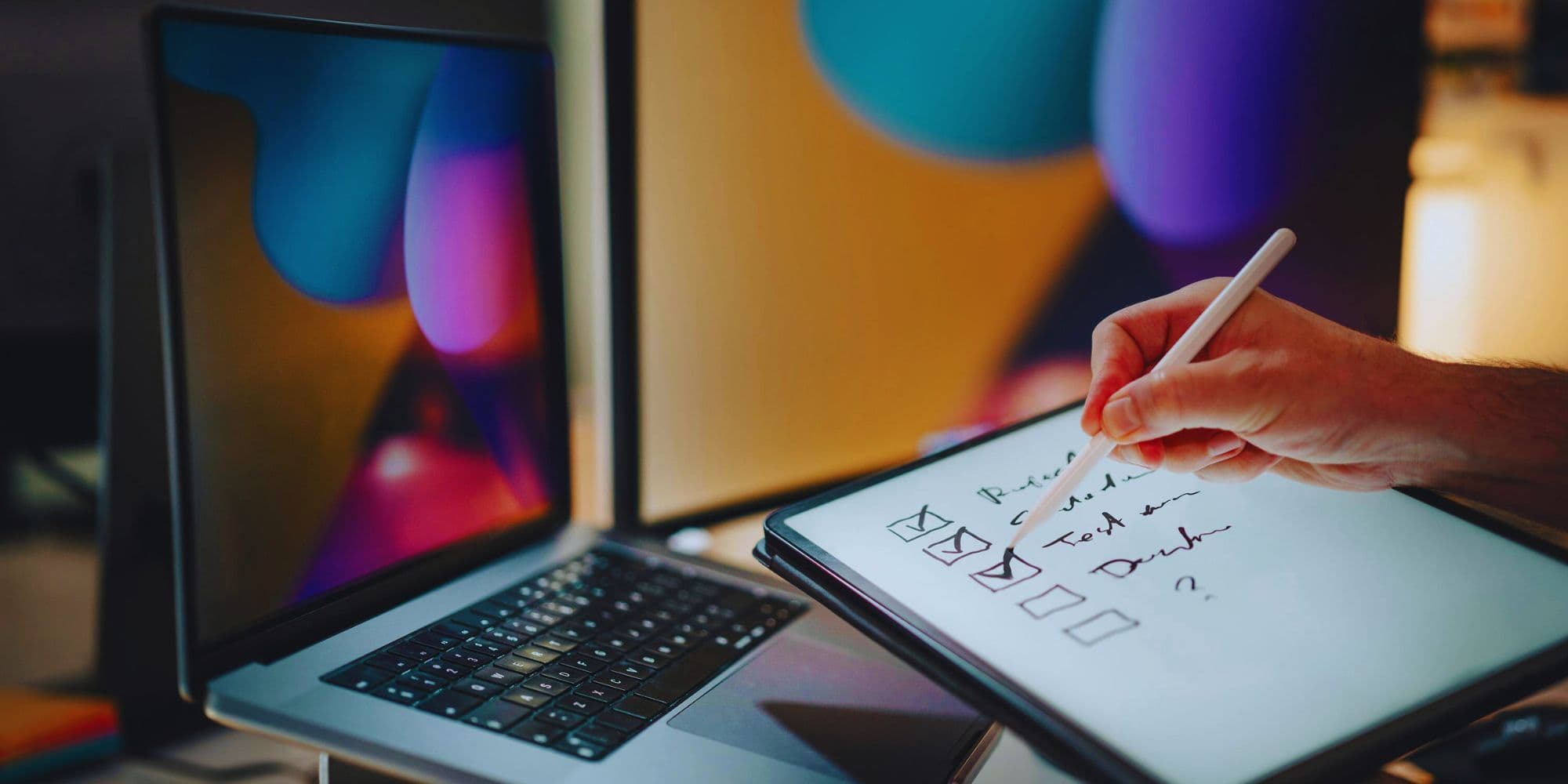 A person marking items on a digital checklist beside a laptop, illustrating the due diligence process for selecting Portugal Golden Visa investment funds.
